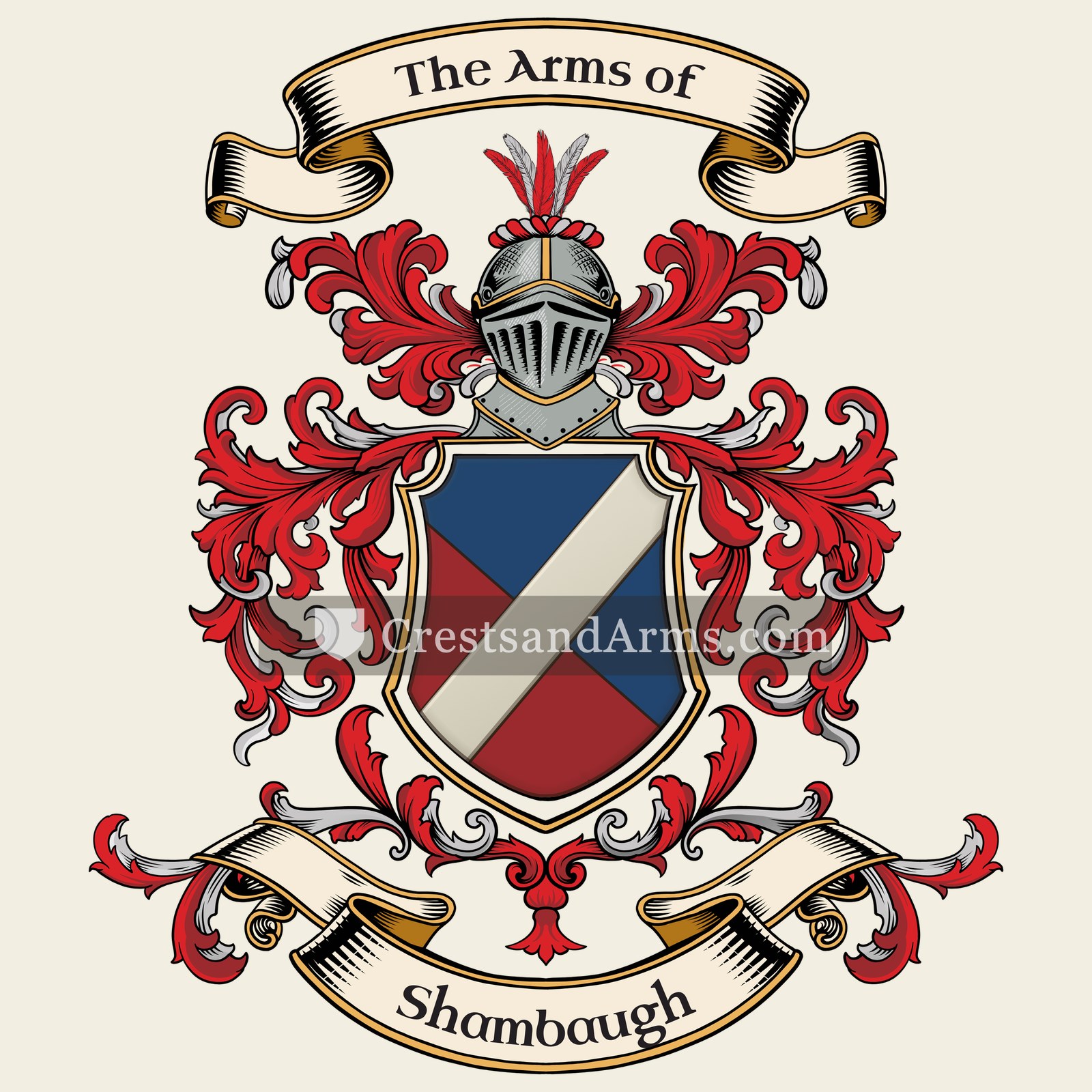 The Shambaugh coat of arms, drawn from the recorded blazon