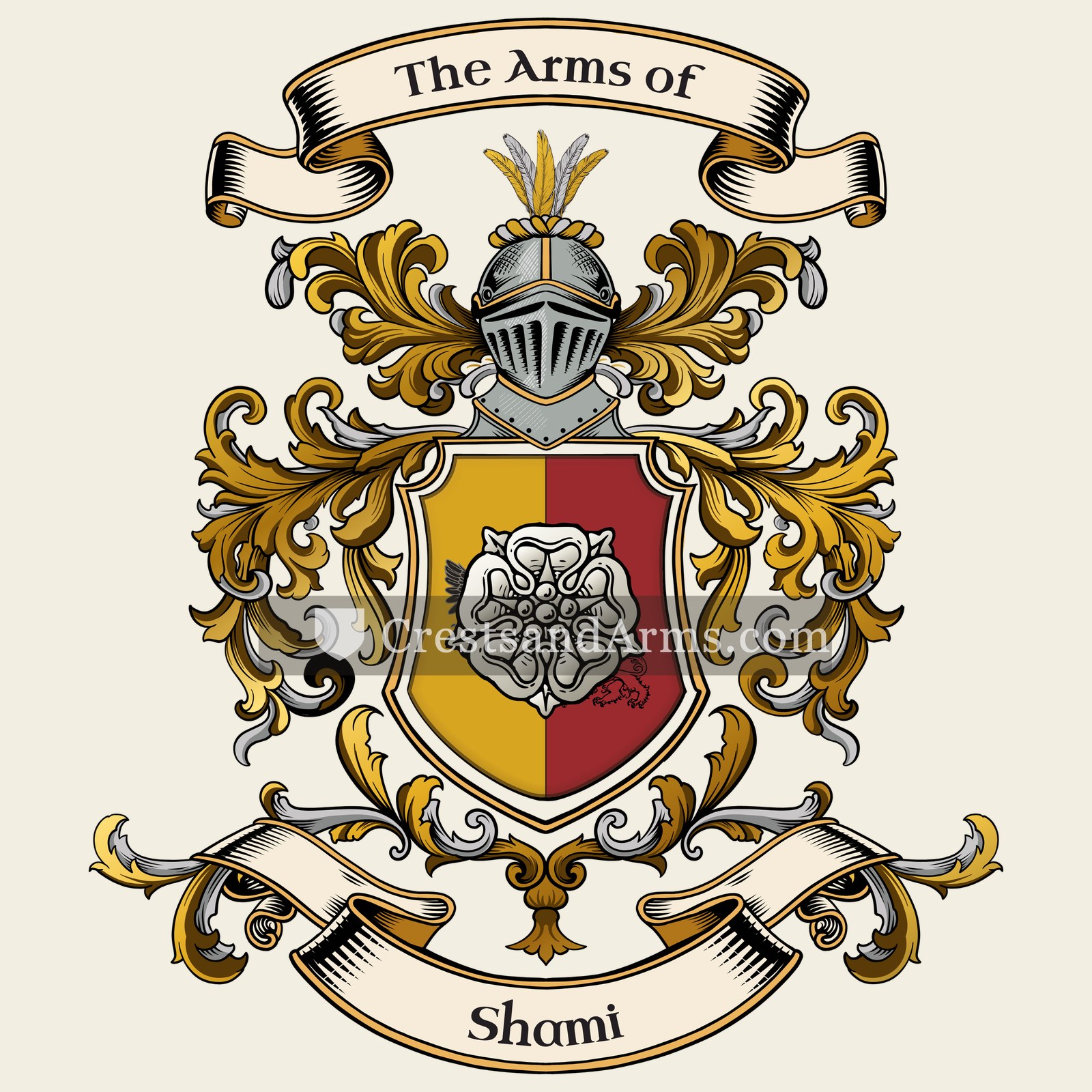 The Shami coat of arms, drawn from the recorded blazon