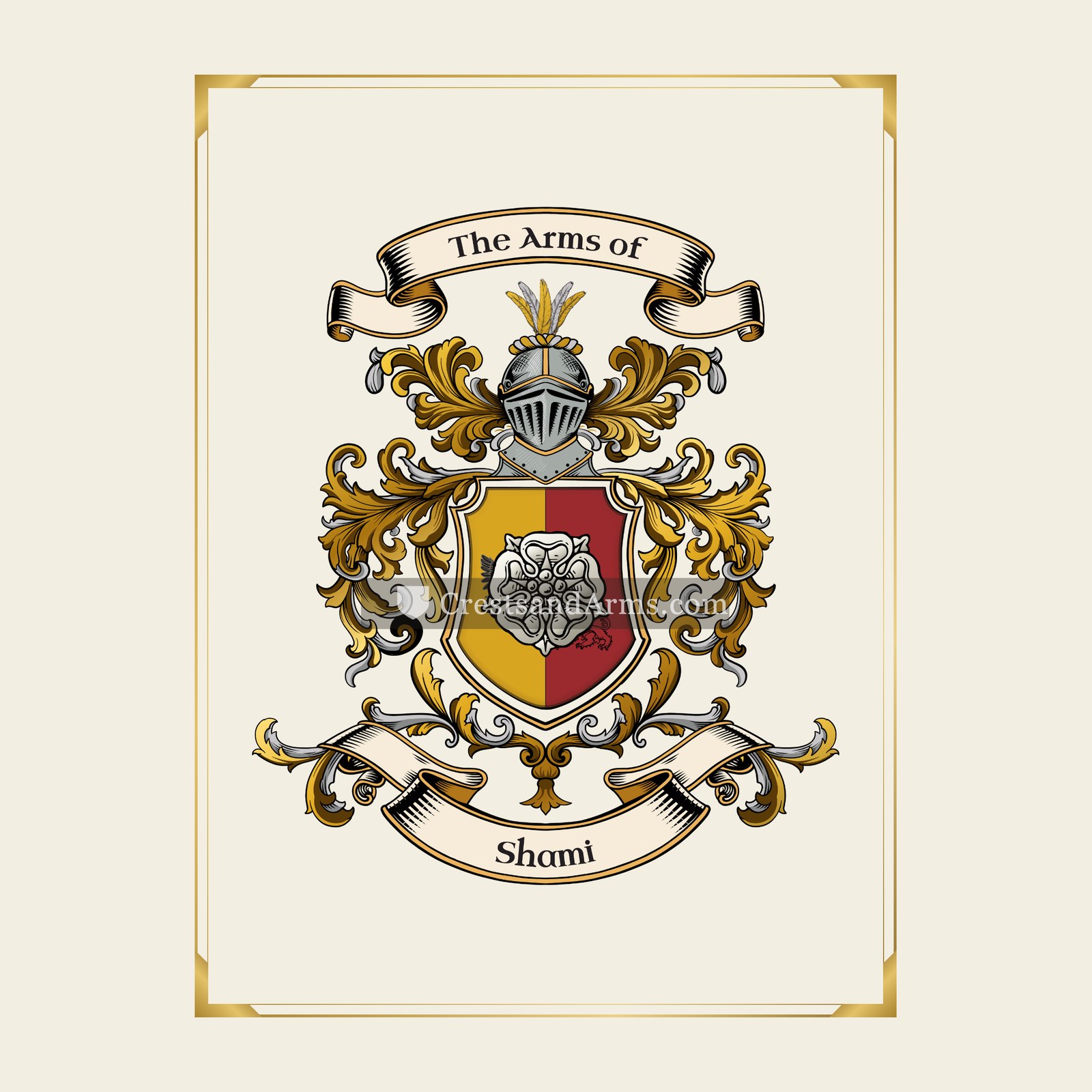 With gold border