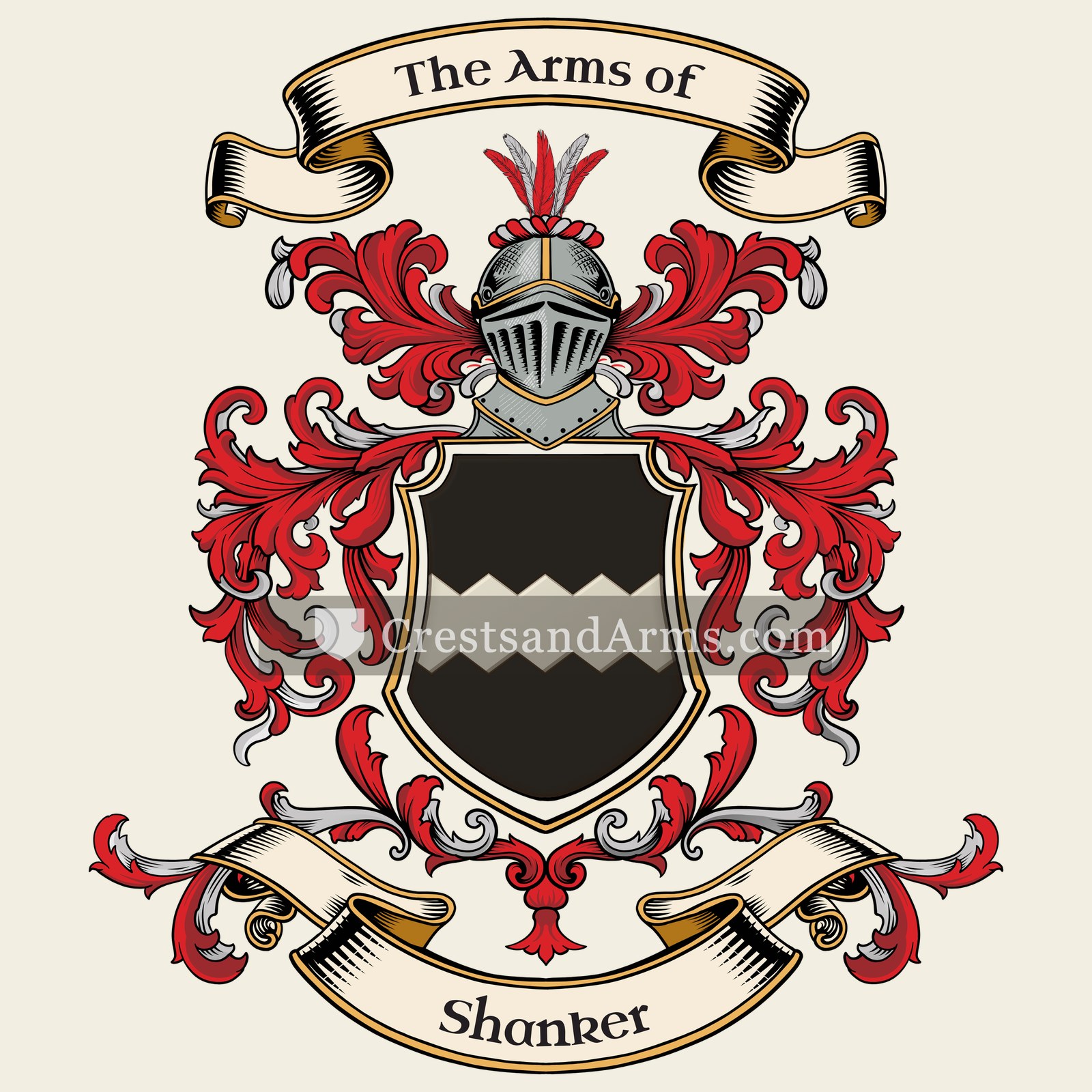 The Shanker coat of arms, drawn from the recorded blazon