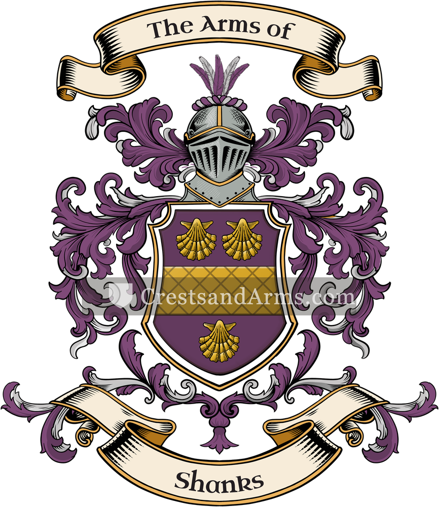 The Shanks coat of arms, drawn from the recorded blazon