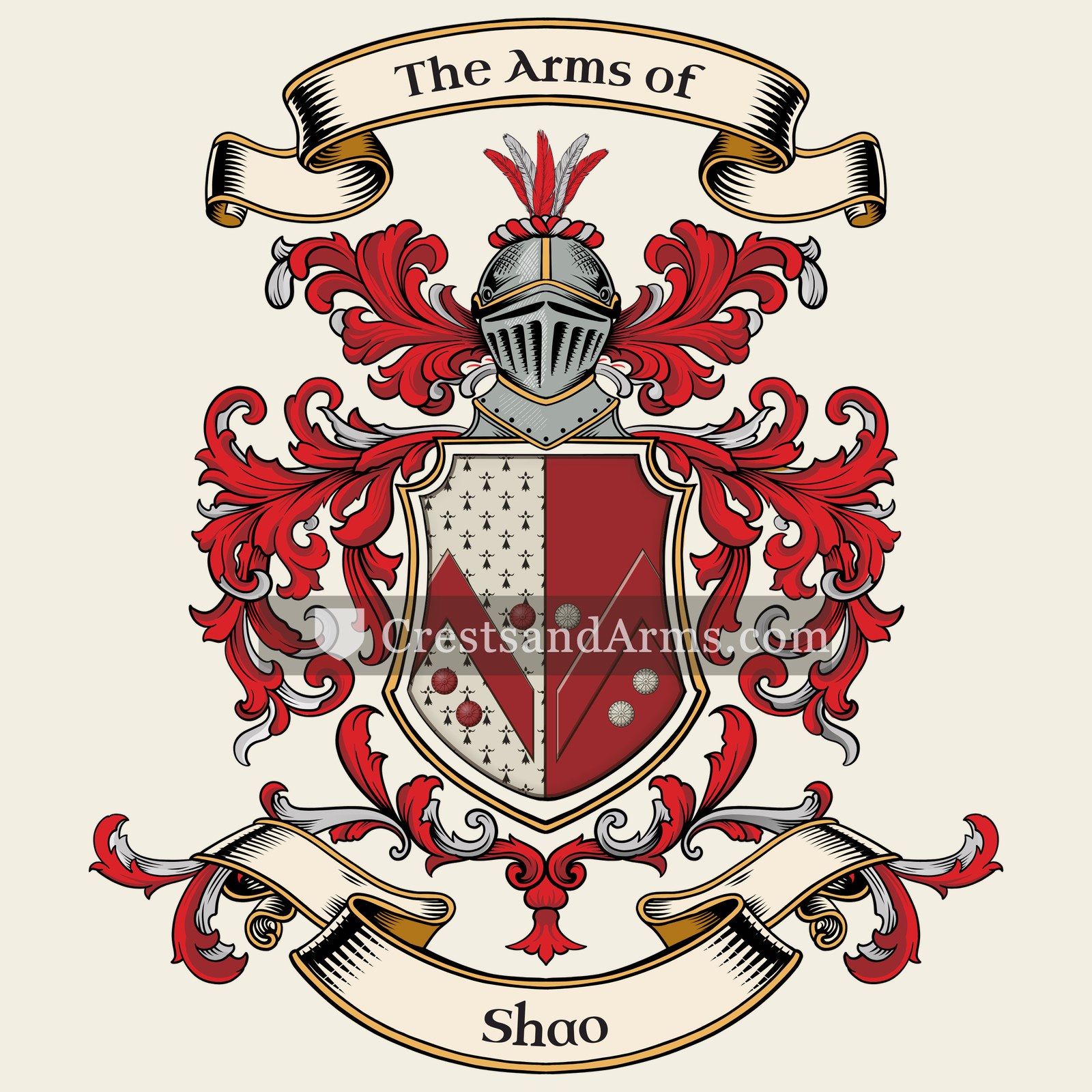 The Shao coat of arms, drawn from the recorded blazon