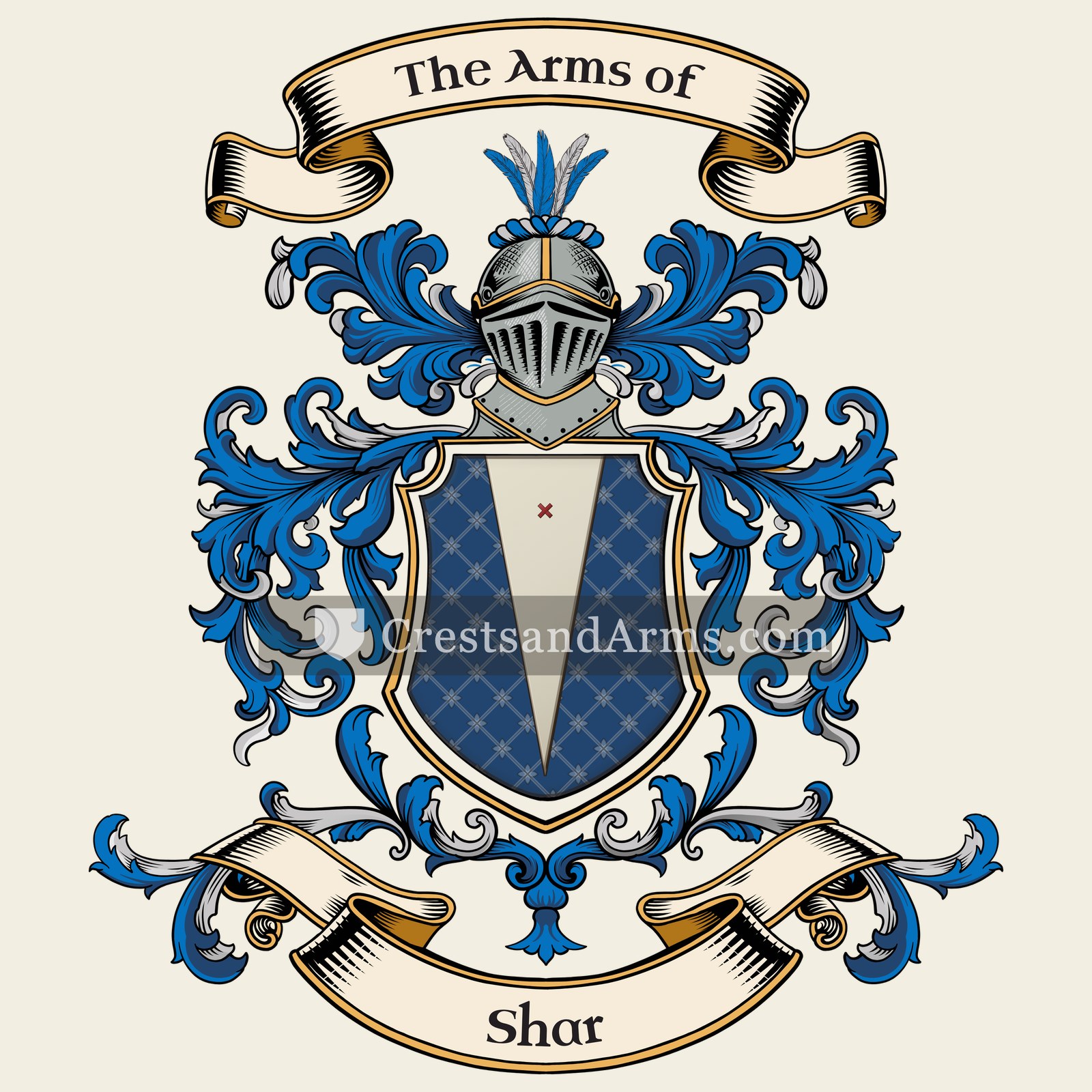 The Shar coat of arms, drawn from the recorded blazon