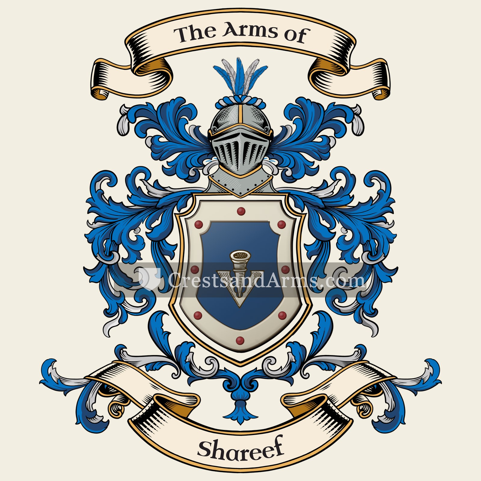 The Shareef coat of arms, drawn from the recorded blazon