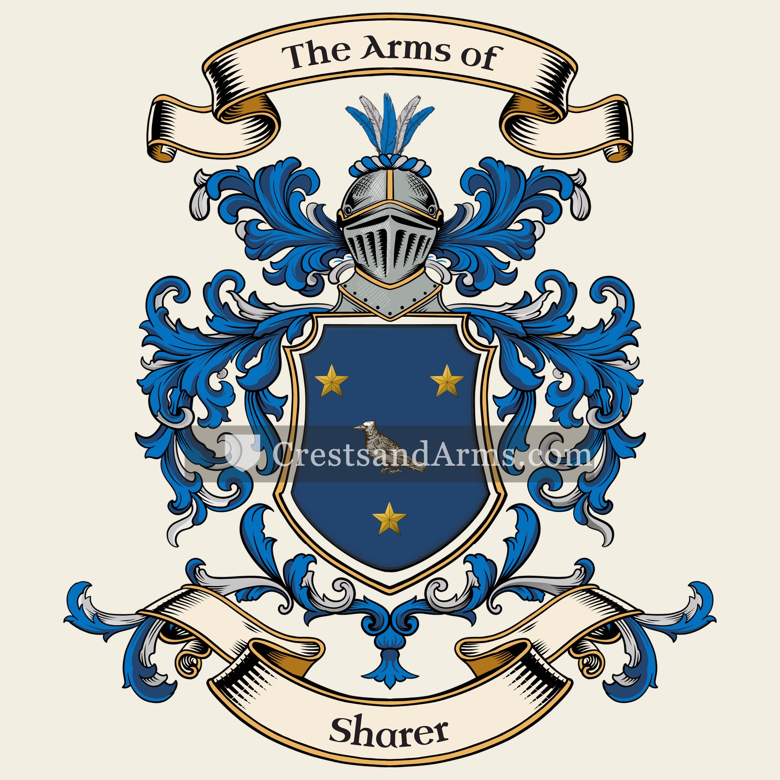 The Sharer coat of arms, drawn from the recorded blazon