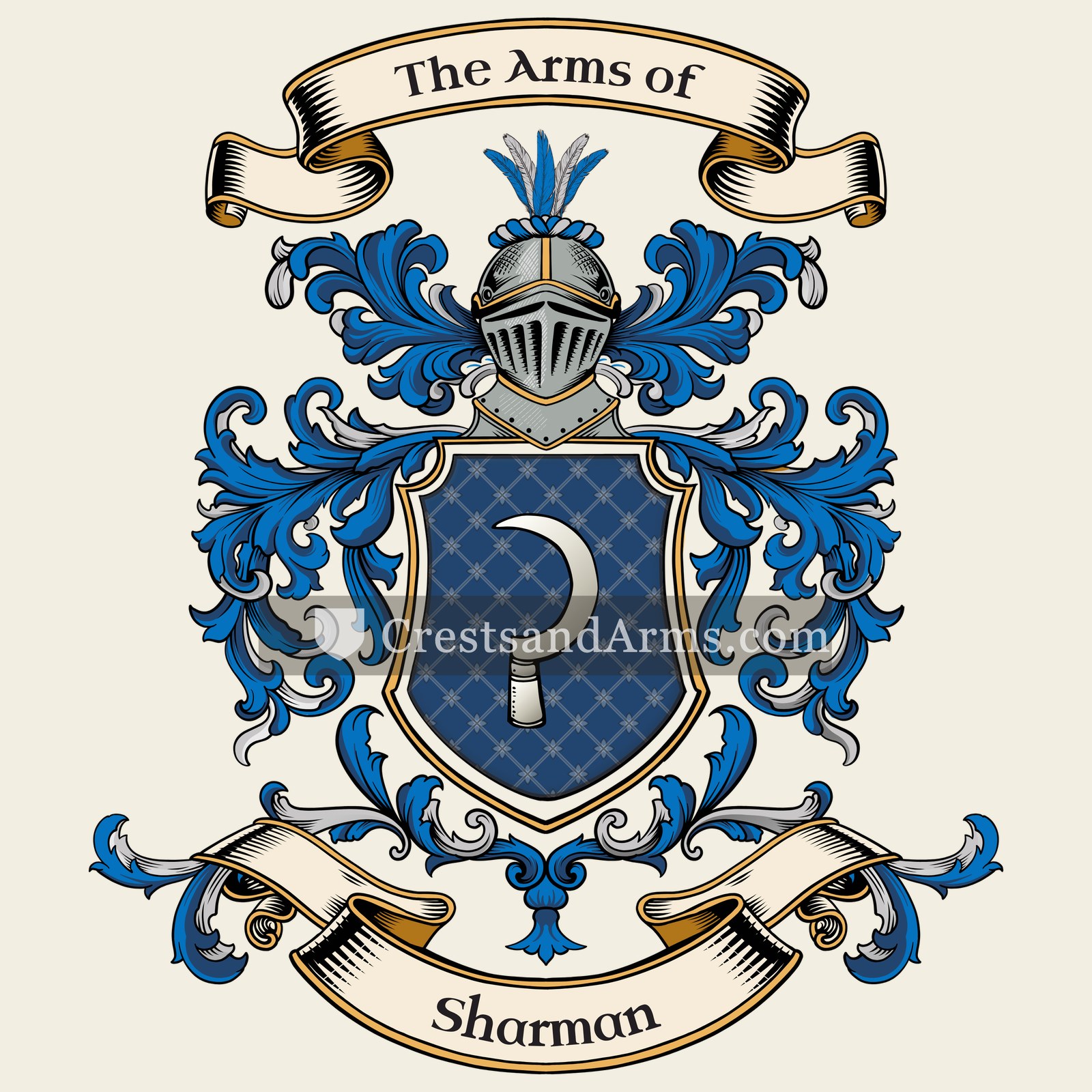 The Sharman coat of arms, drawn from the recorded blazon