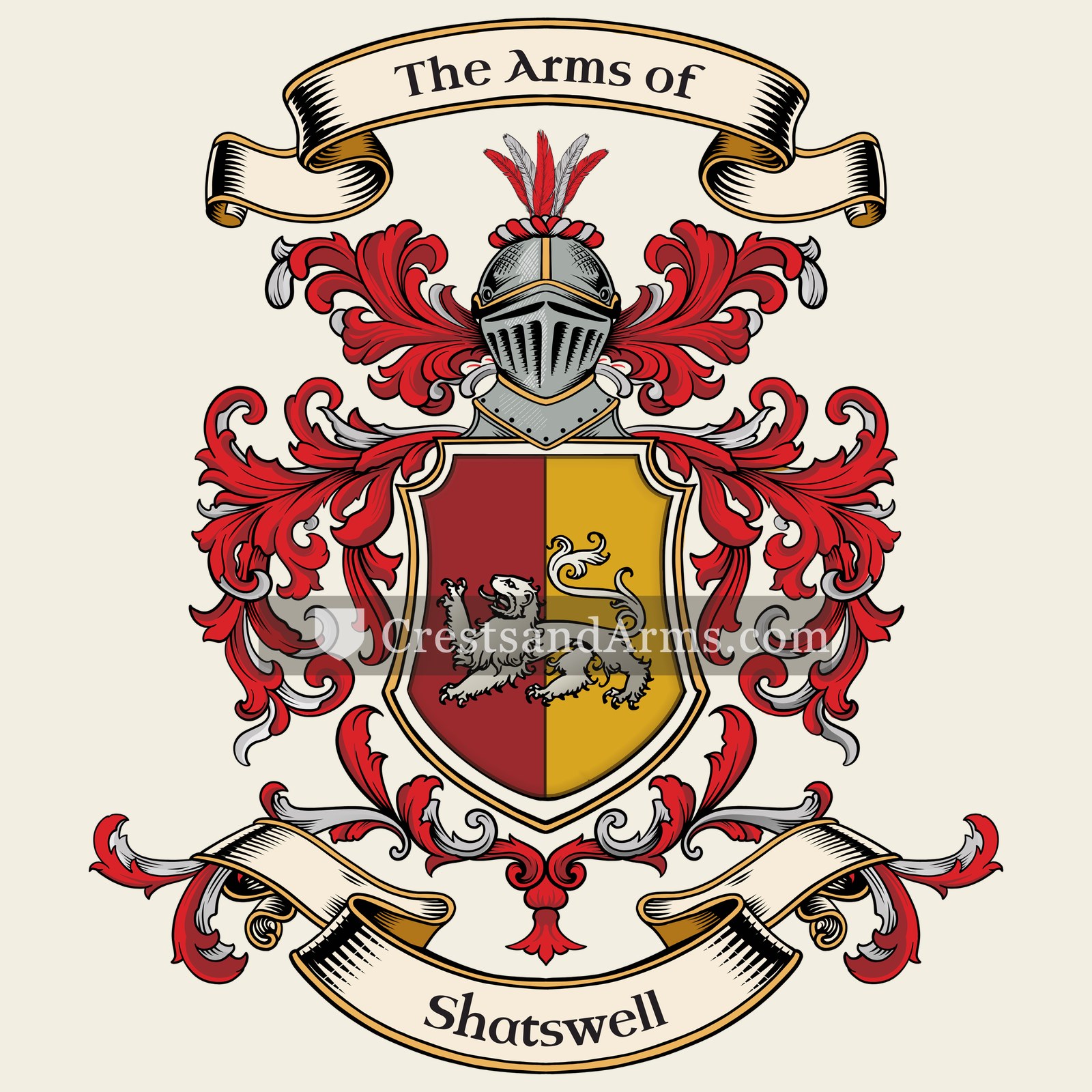 The Shatswell coat of arms, drawn from the recorded blazon