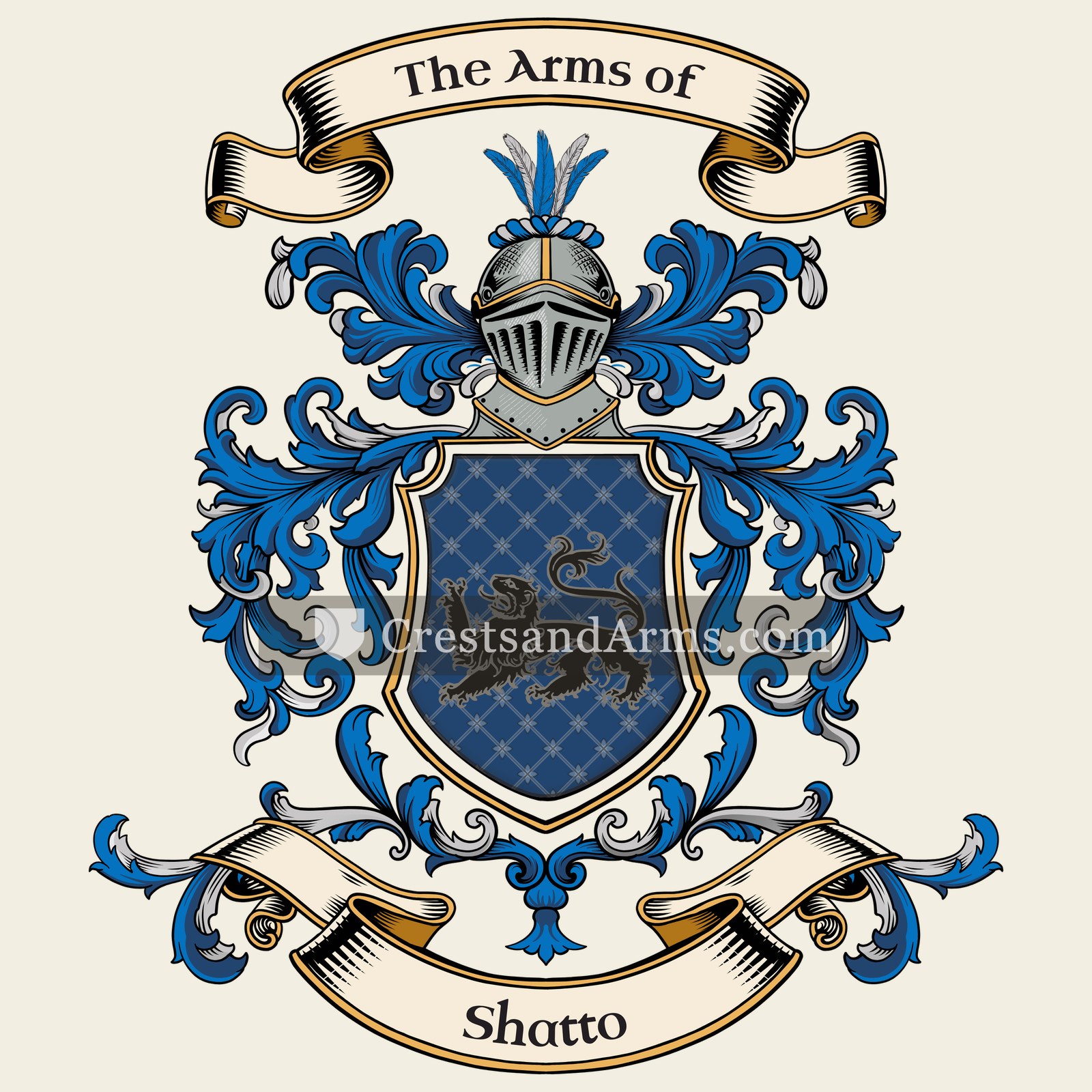 The Shatto coat of arms, drawn from the recorded blazon