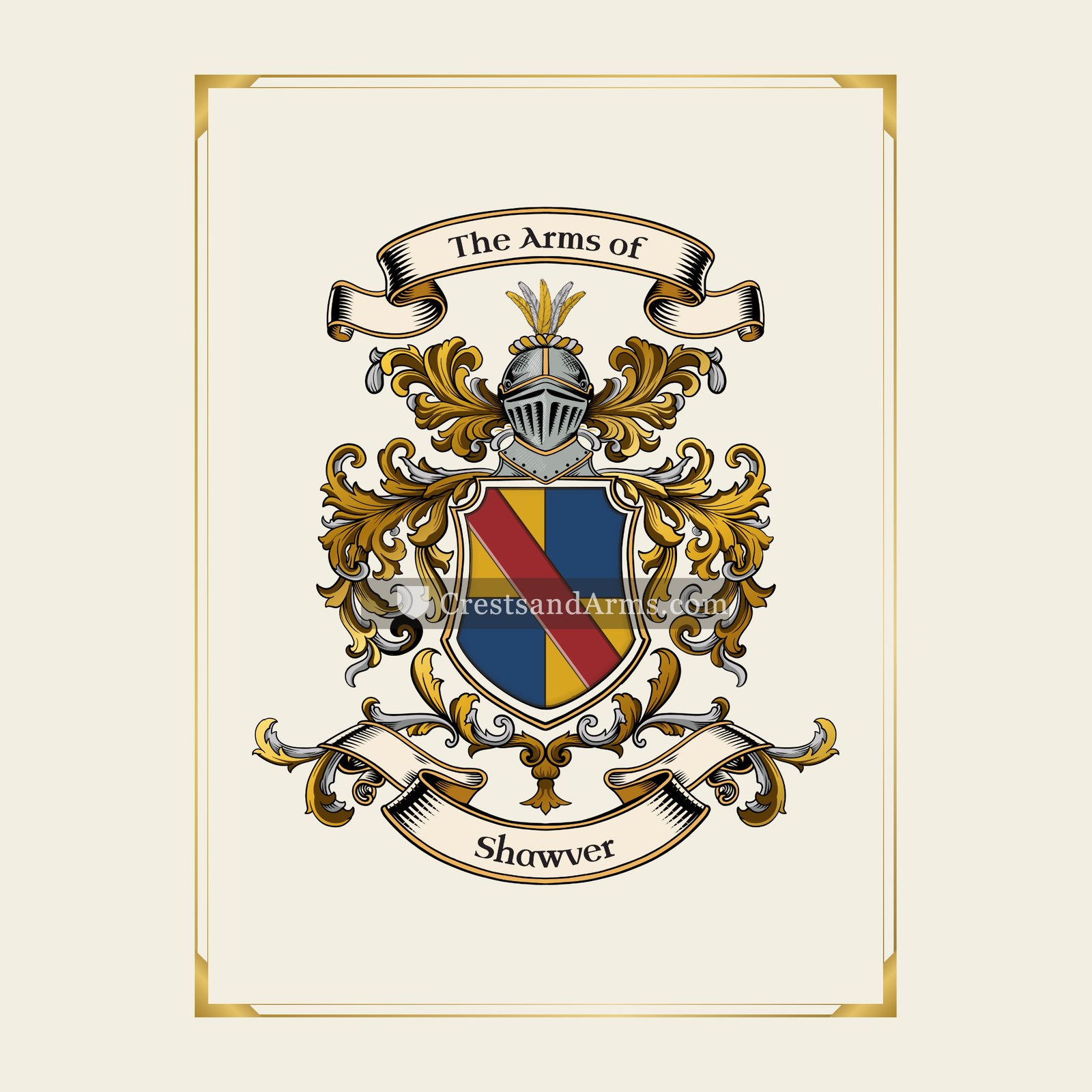 With gold border