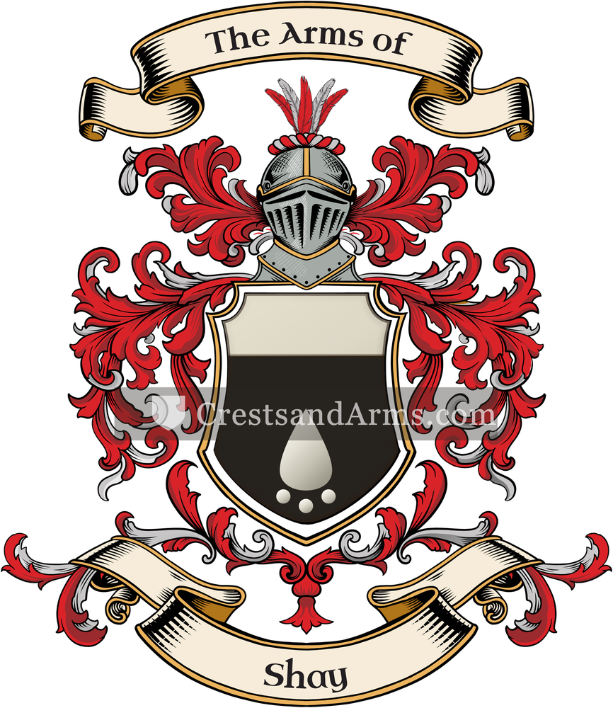 The Shay coat of arms, drawn from the recorded blazon