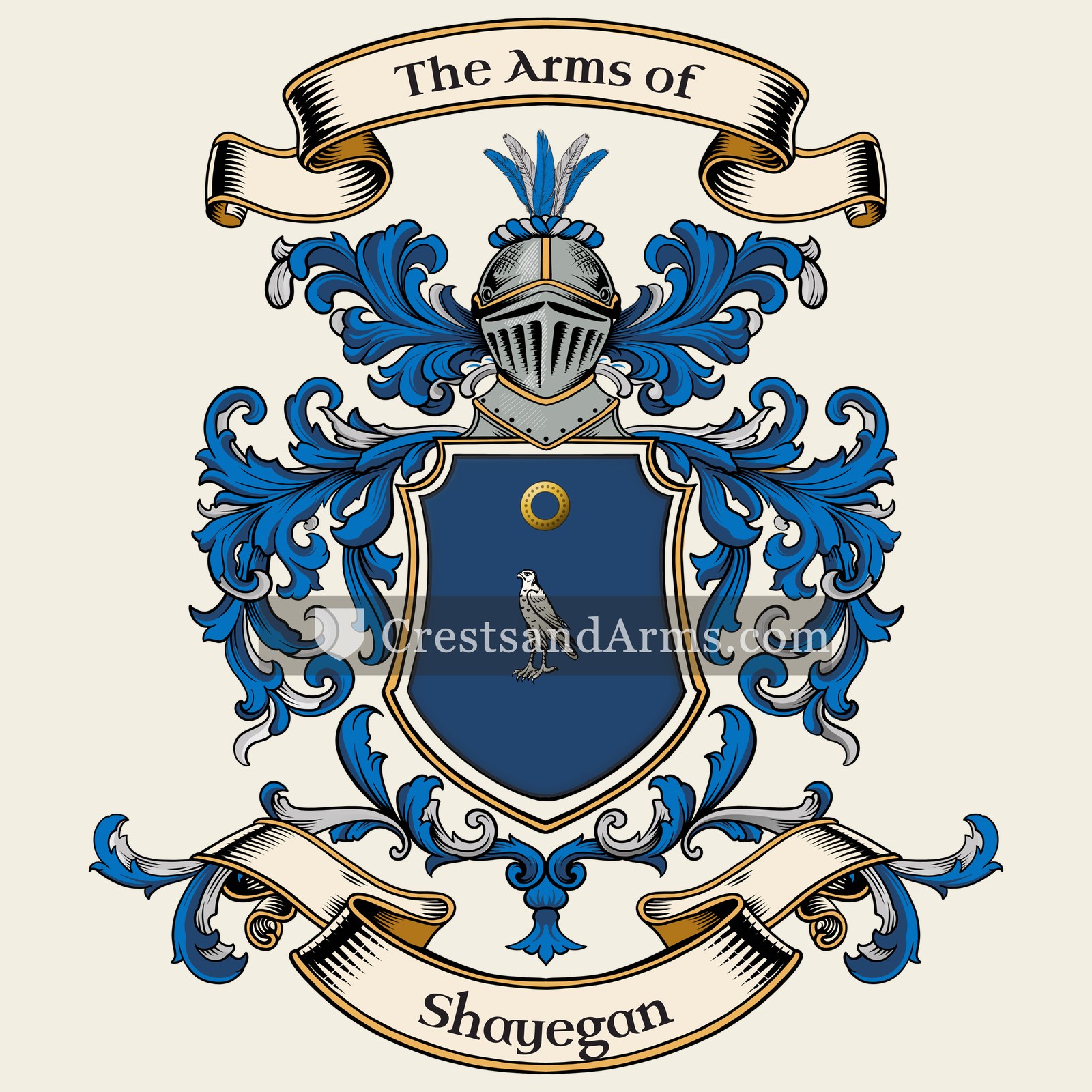 The Shayegan coat of arms, drawn from the recorded blazon