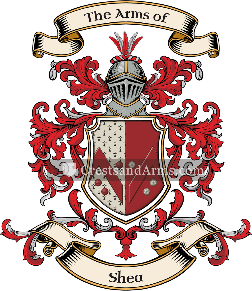 The Shea coat of arms, drawn from the recorded blazon