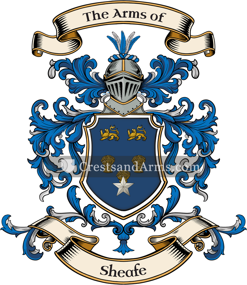 The Sheafe coat of arms, drawn from the recorded blazon