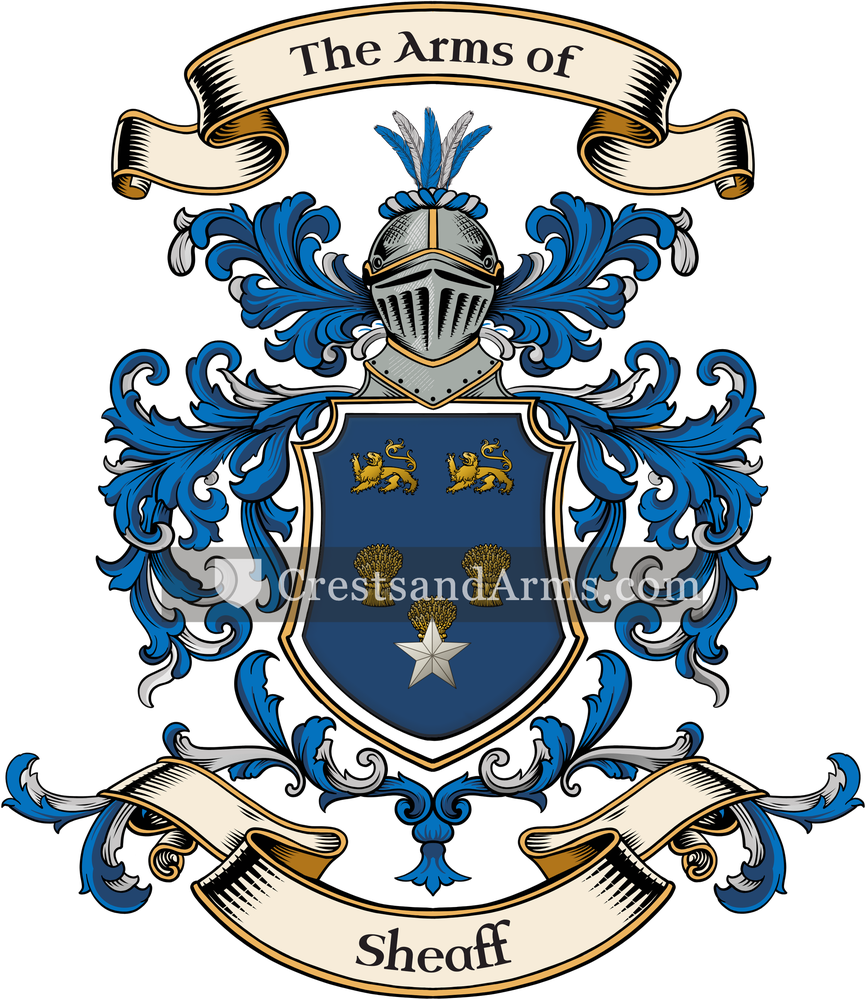 The Sheaff coat of arms, drawn from the recorded blazon