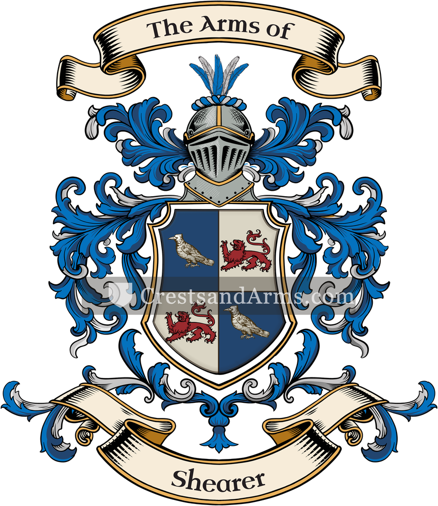 The Shearer coat of arms, drawn from the recorded blazon