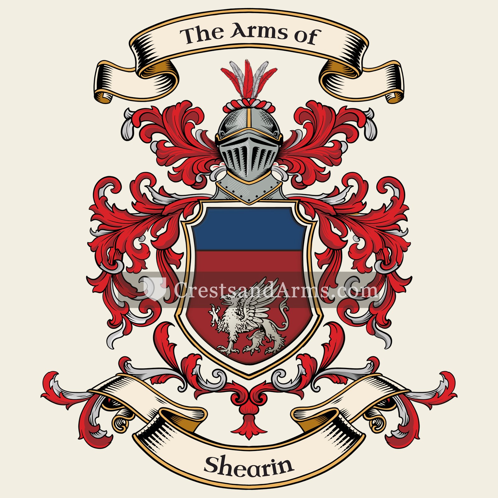 The Shearin coat of arms, drawn from the recorded blazon