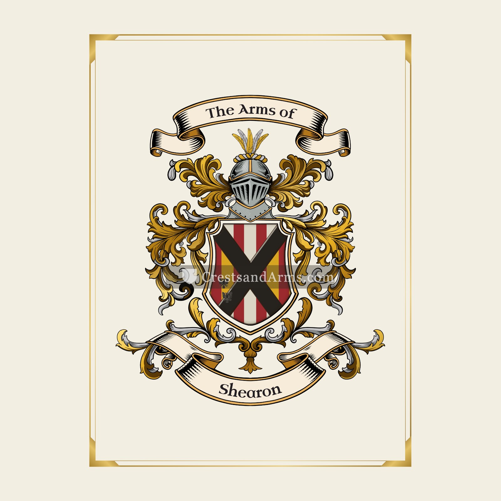 With gold border