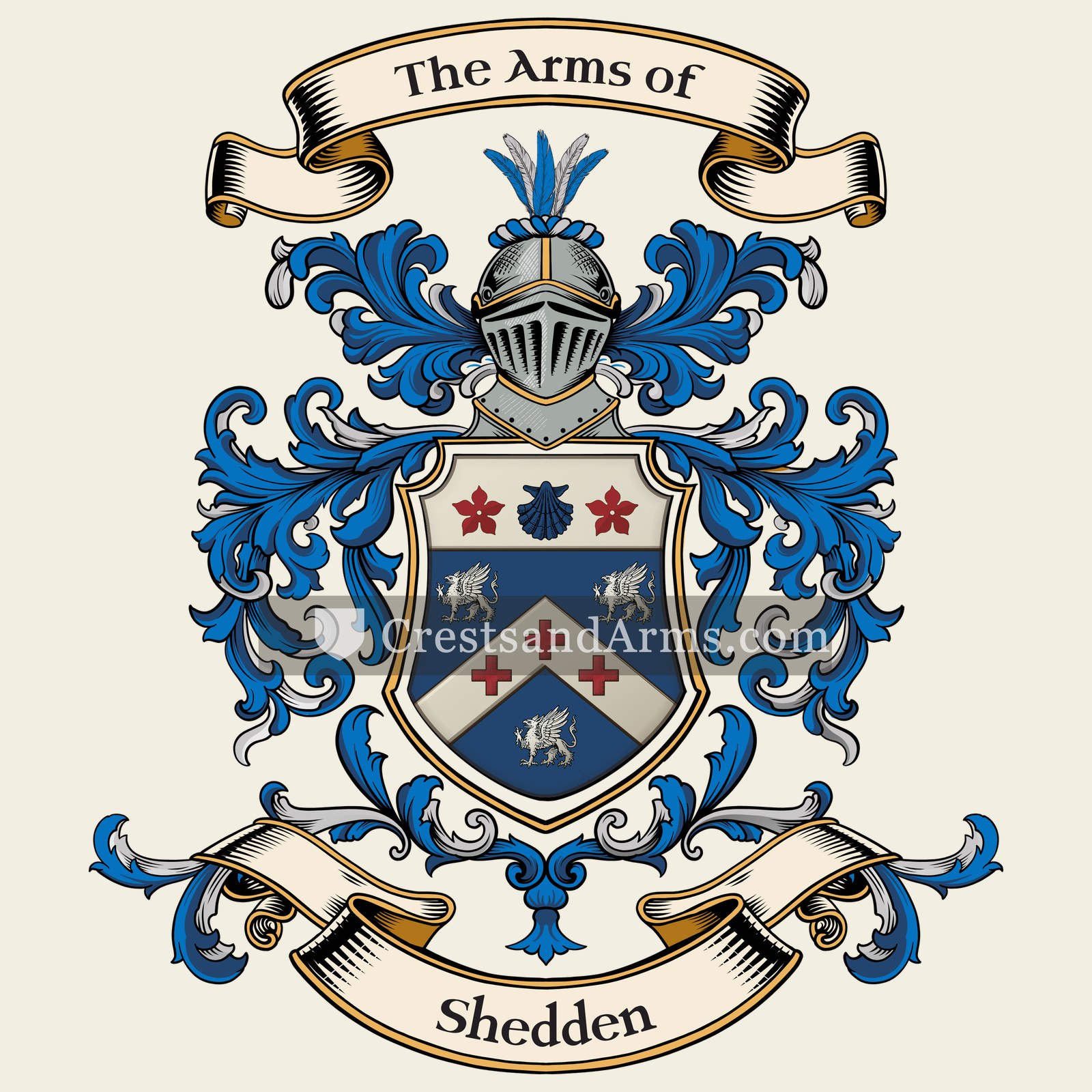 The Shedden coat of arms, drawn from the recorded blazon