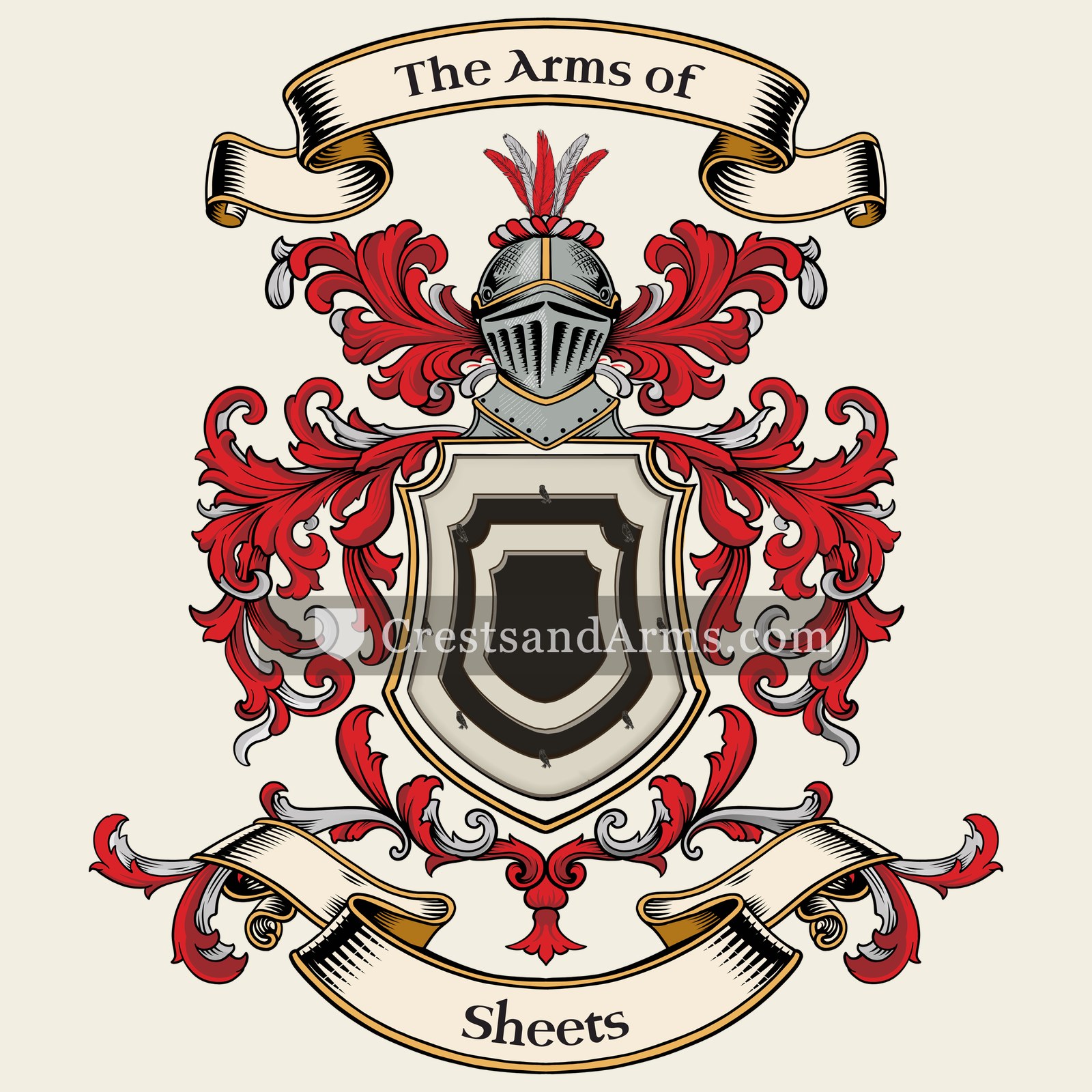 The Sheets coat of arms, drawn from the recorded blazon