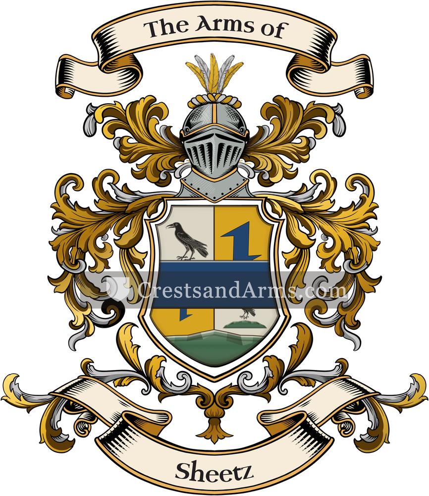 The Sheetz coat of arms, drawn from the recorded blazon