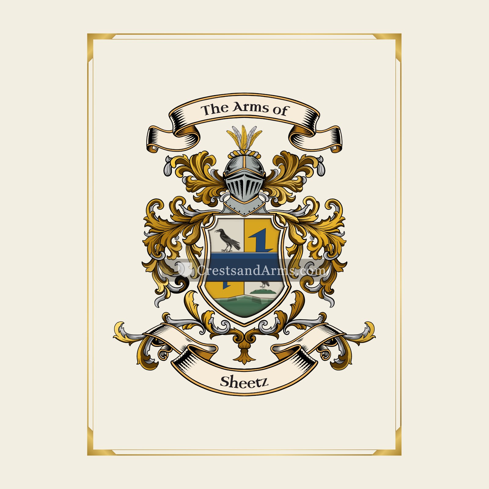 With gold border