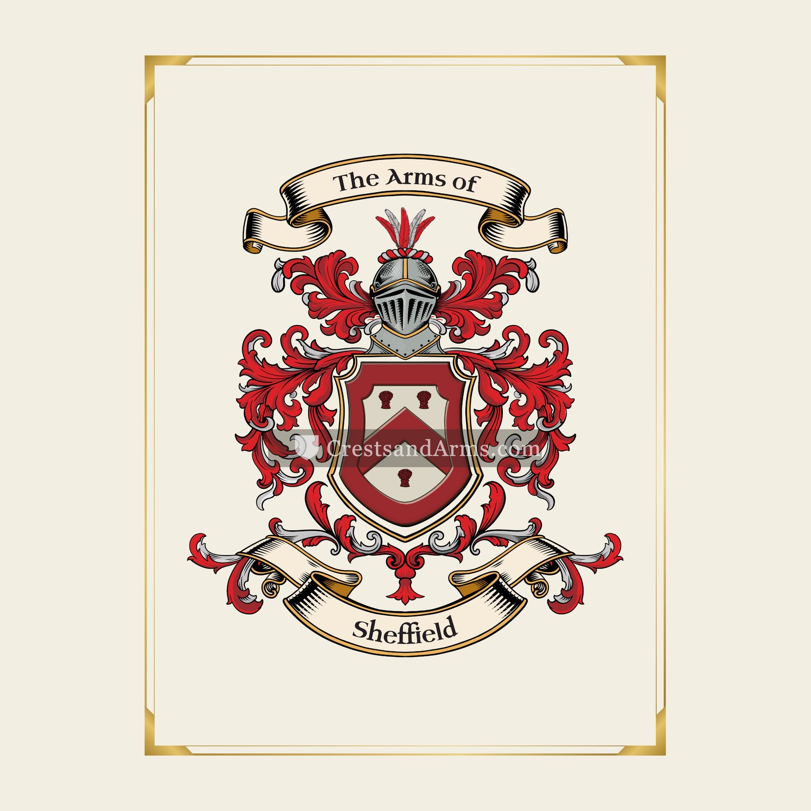 With gold border