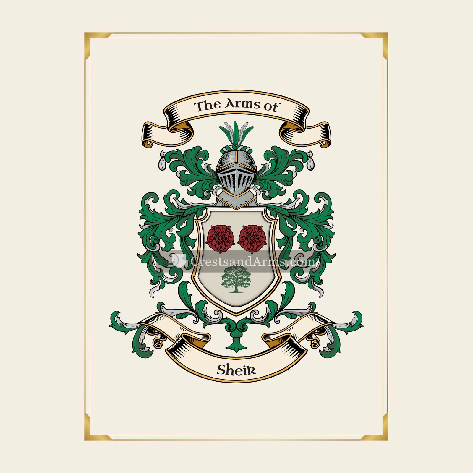 With gold border