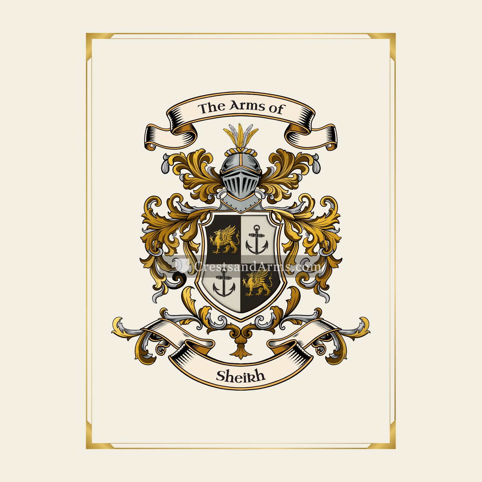 With gold border