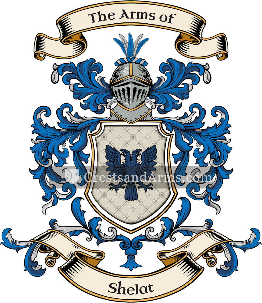 The Shelat coat of arms, drawn from the recorded blazon