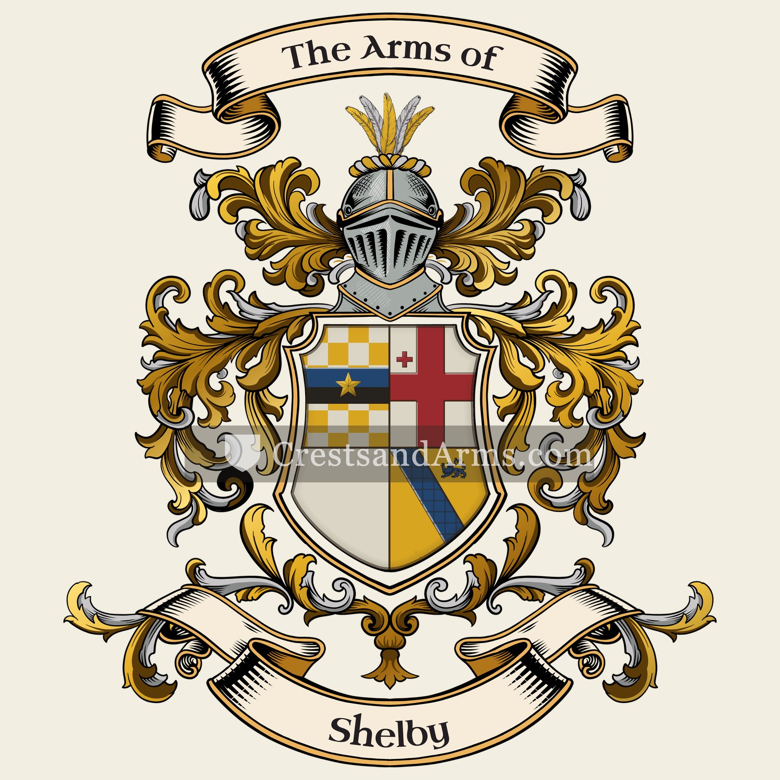 The Shelby coat of arms, drawn from the recorded blazon