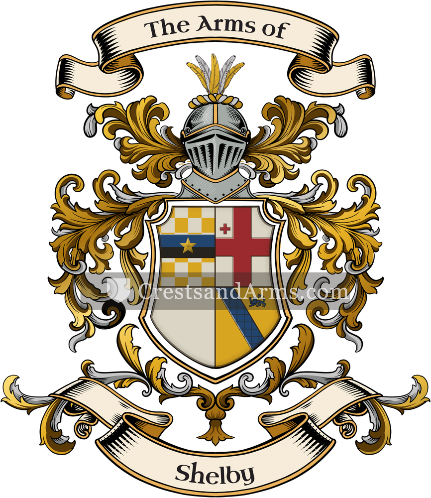 The Shelby coat of arms, drawn from the recorded blazon
