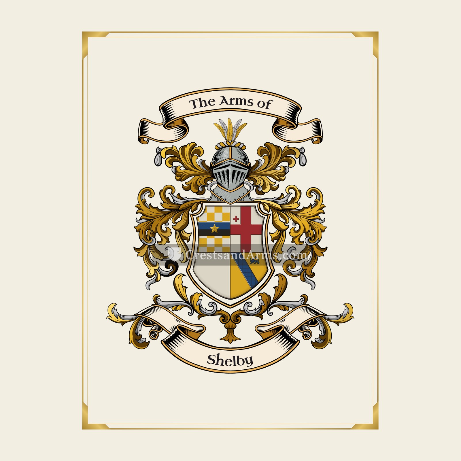 With gold border