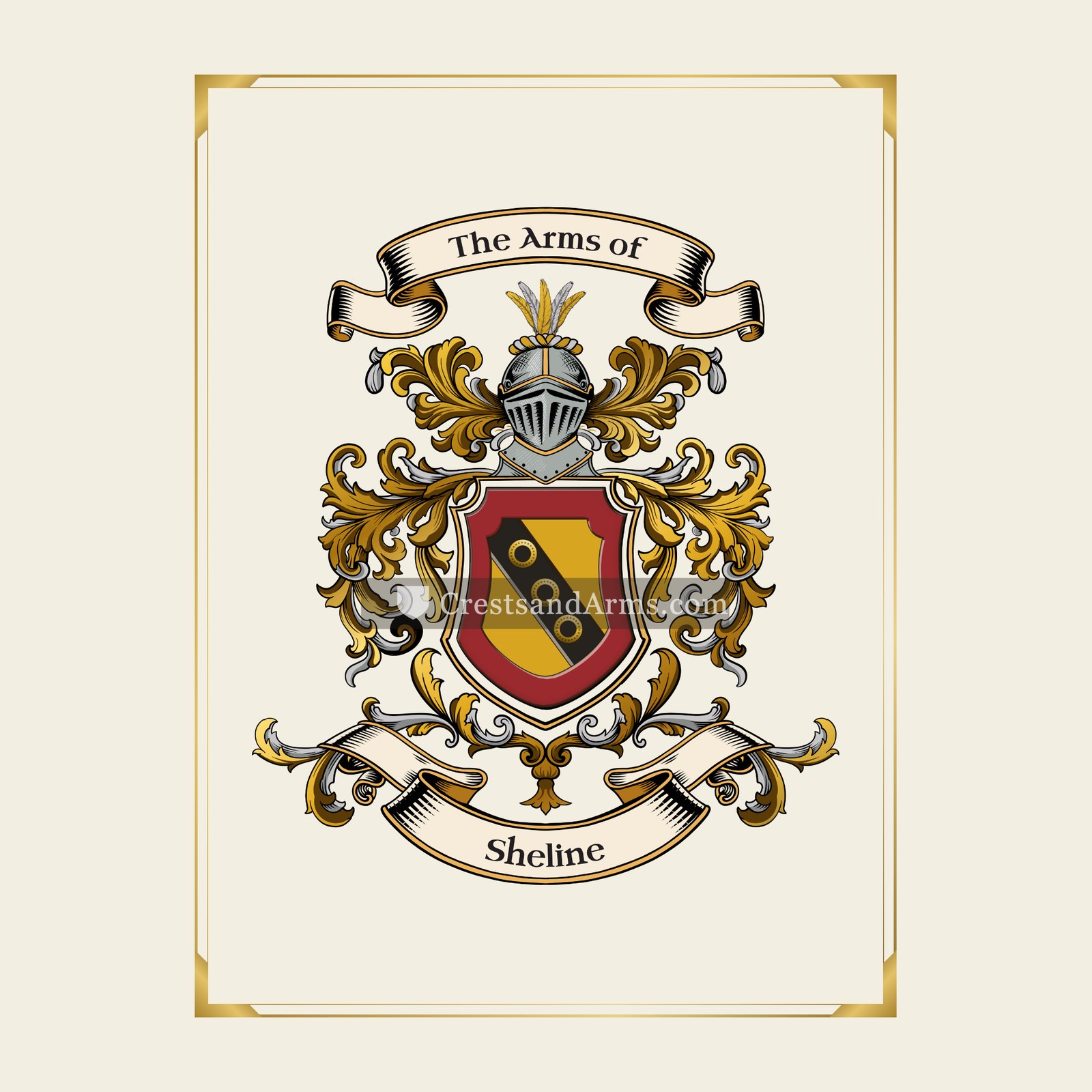 With gold border