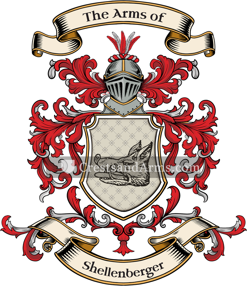 The Shellenberger coat of arms, drawn from the recorded blazon