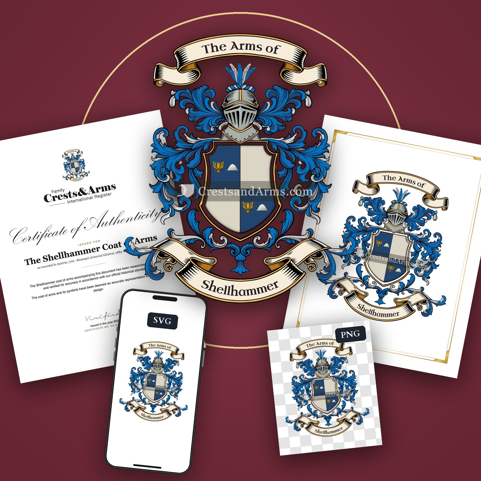 The Shellhammer arms on the coat of arms — digital pack