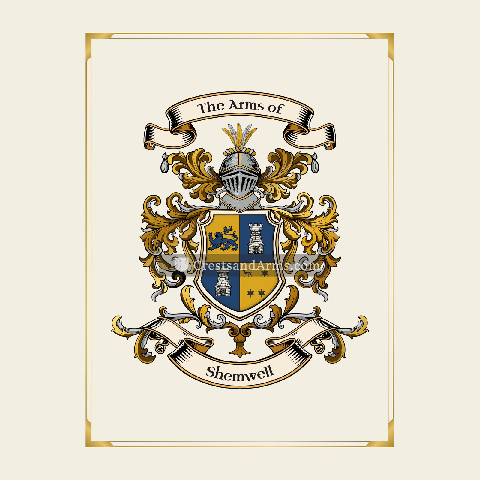 With gold border