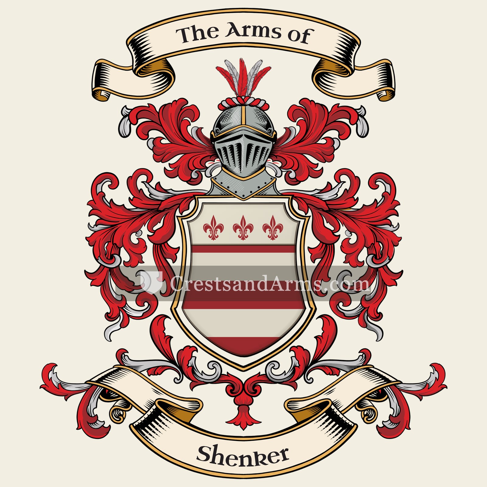 The Shenker coat of arms, drawn from the recorded blazon