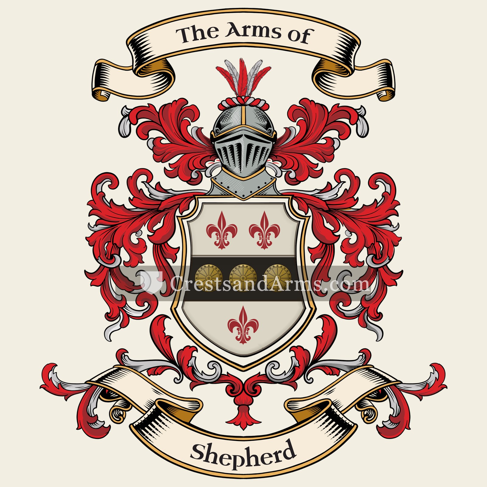 The Shepherd coat of arms, drawn from the recorded blazon