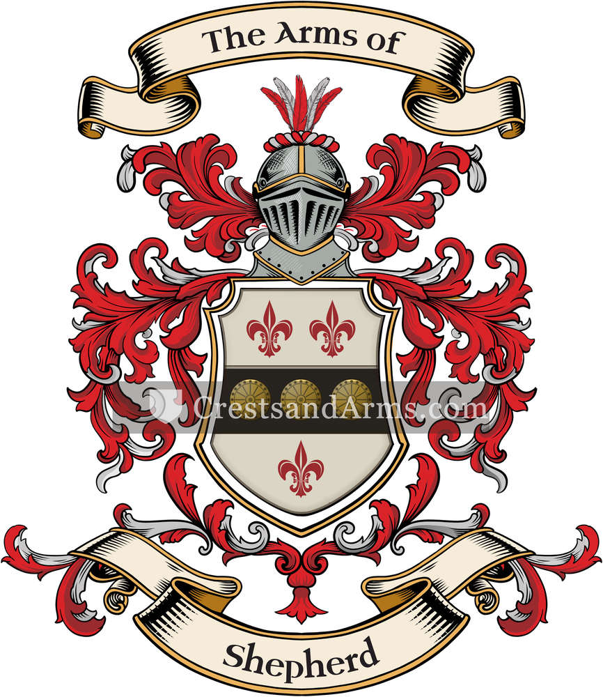 The Shepherd coat of arms, drawn from the recorded blazon