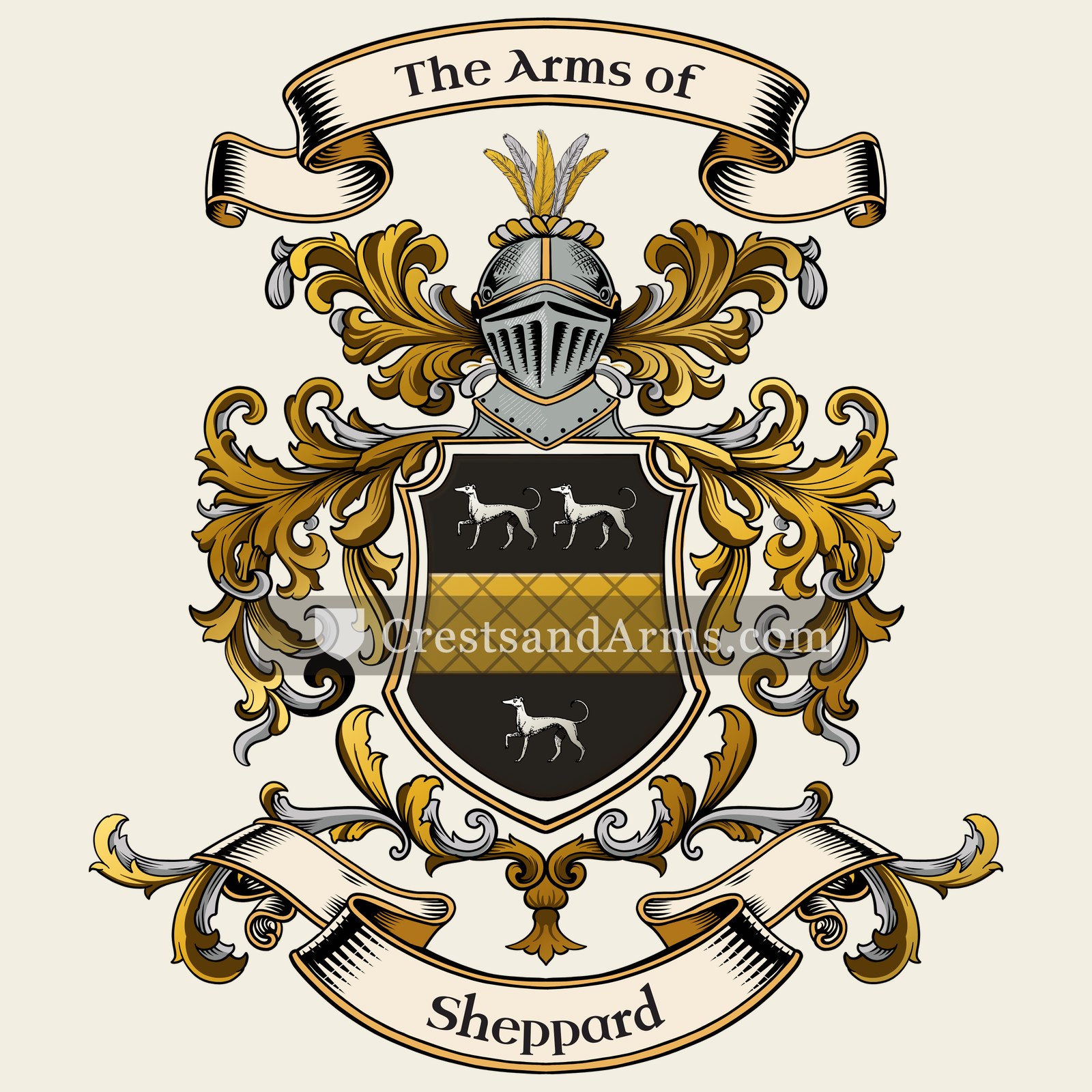 The Sheppard coat of arms, drawn from the recorded blazon
