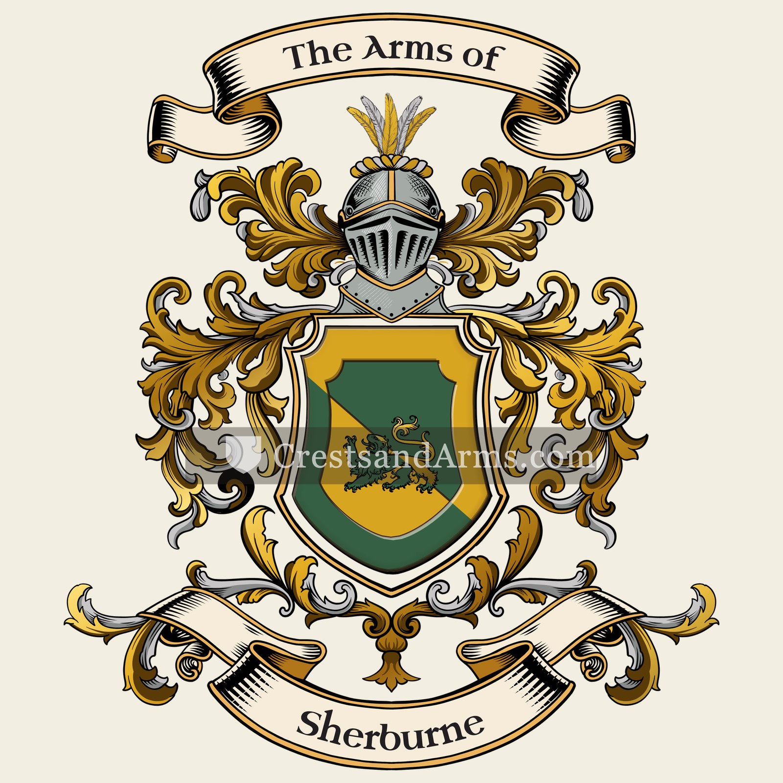 The Sherburne coat of arms, drawn from the recorded blazon