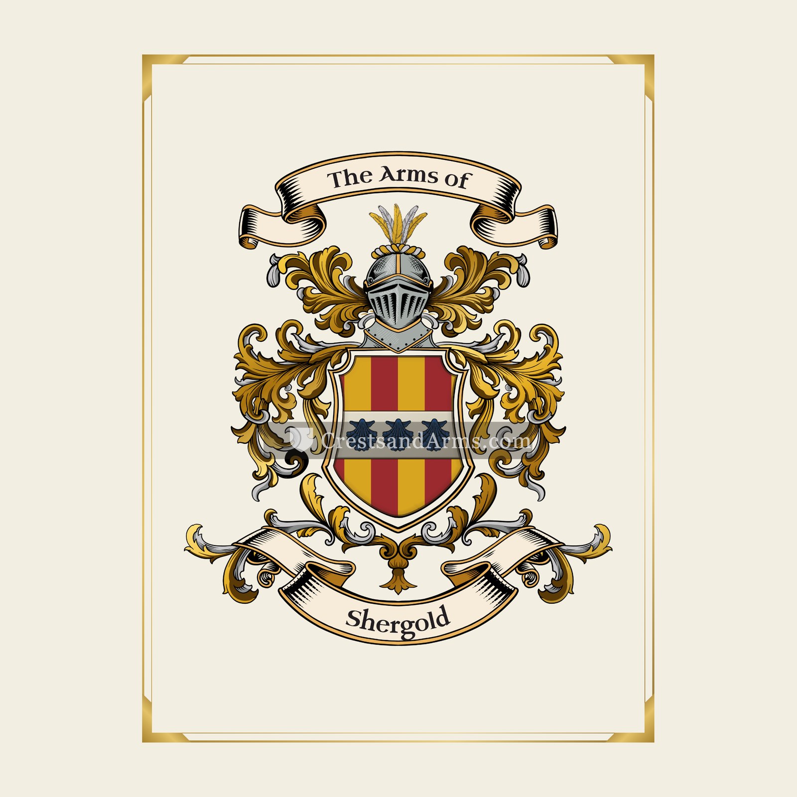 With gold border