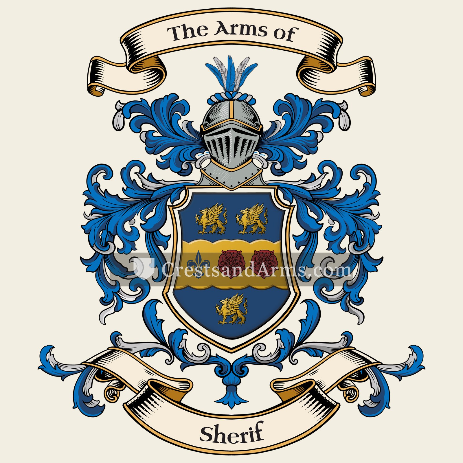 The Sherif coat of arms, drawn from the recorded blazon