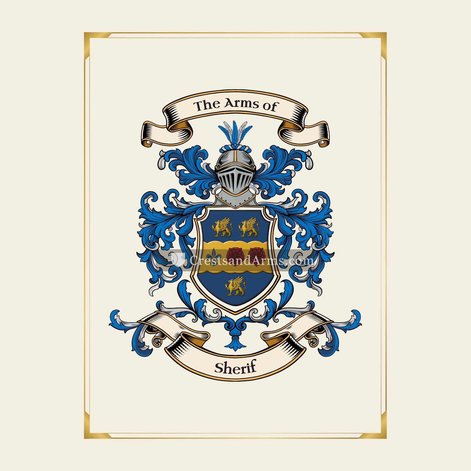With gold border