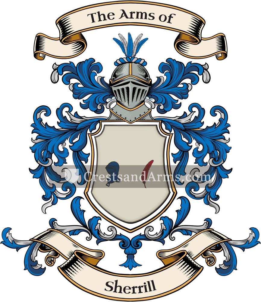 The Sherrill coat of arms, drawn from the recorded blazon