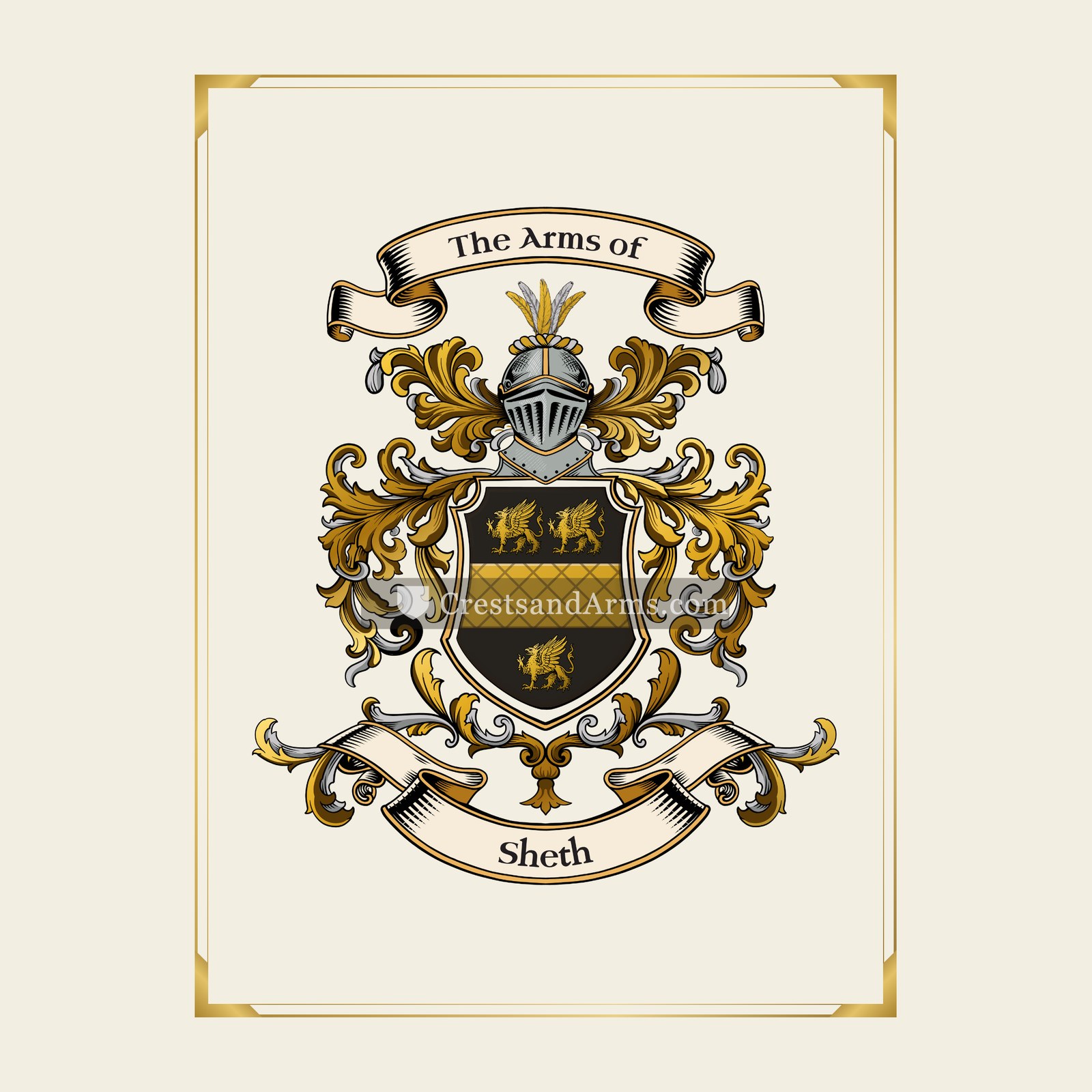 With gold border
