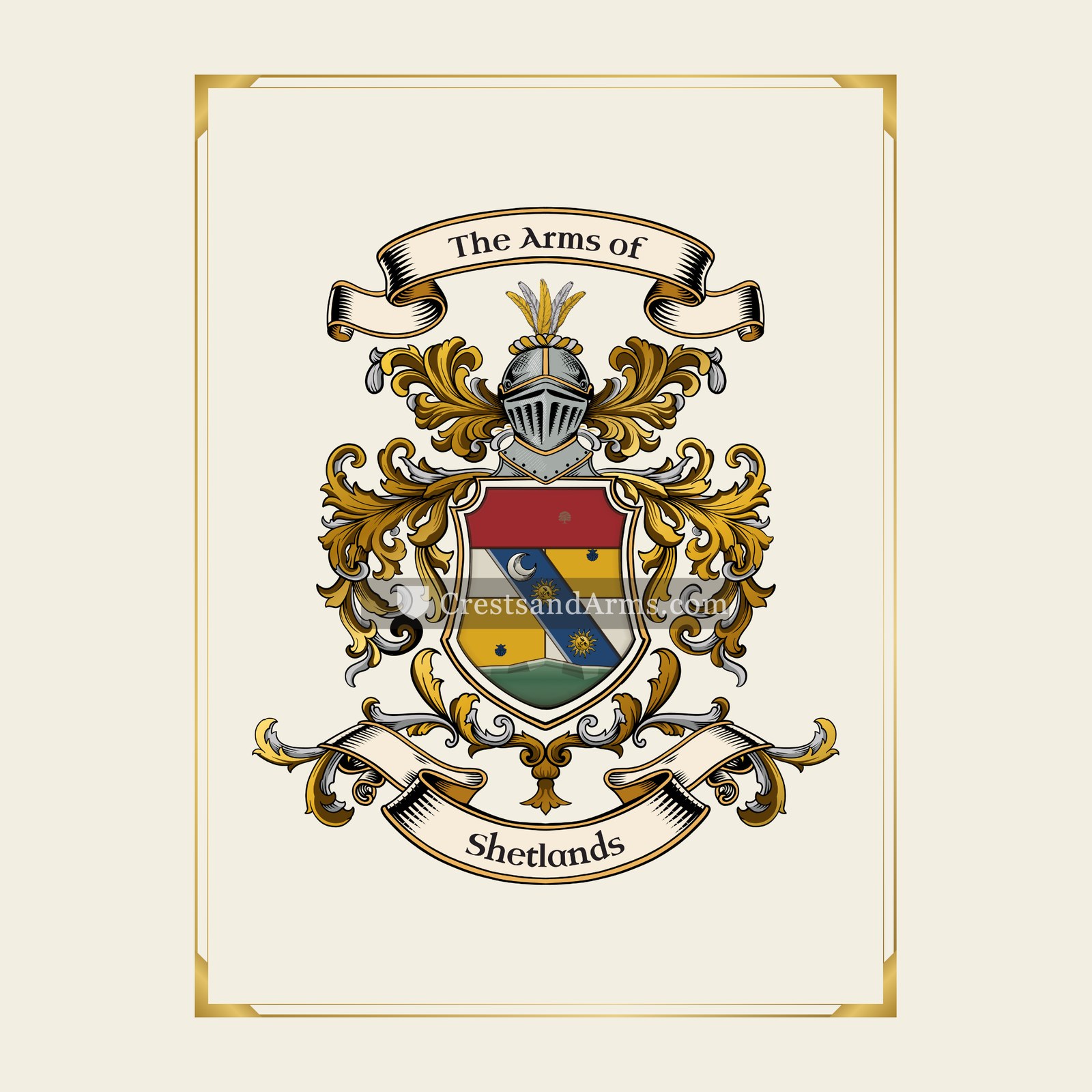With gold border