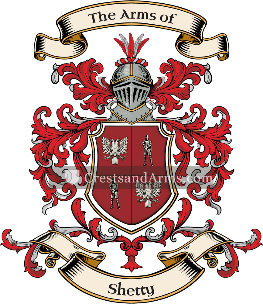 The Shetty coat of arms, drawn from the recorded blazon