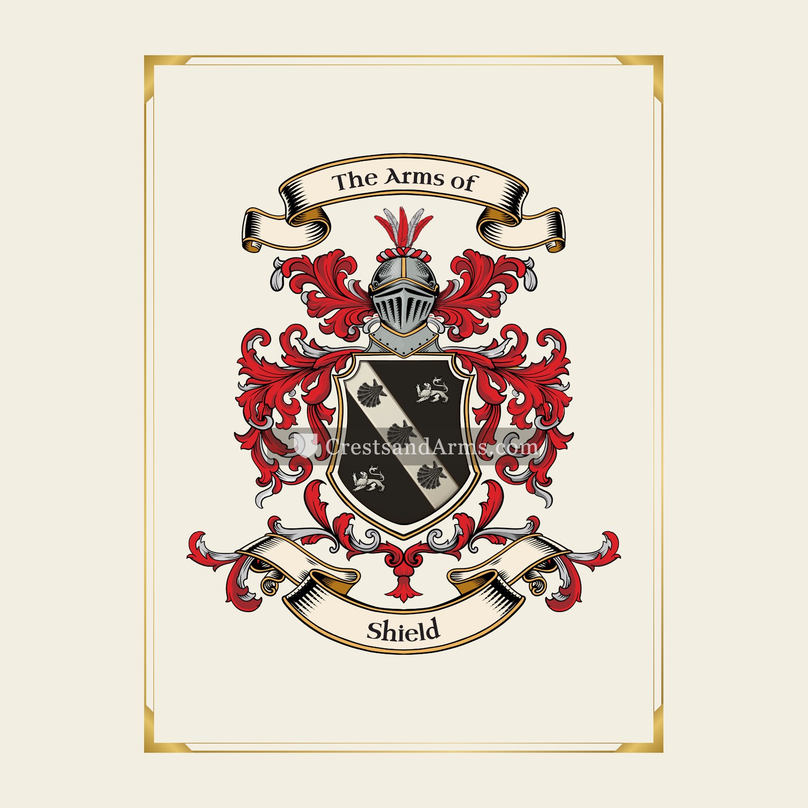 With gold border
