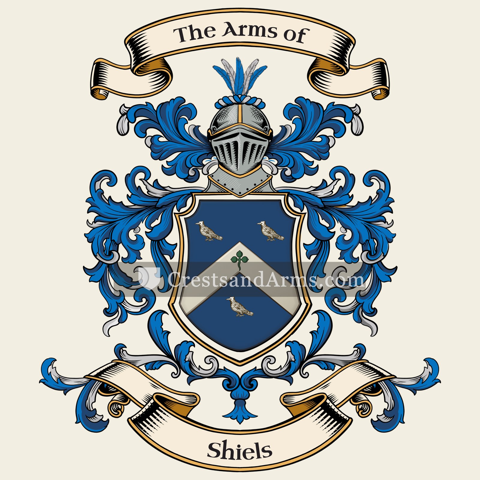 The Shiels coat of arms, drawn from the recorded blazon